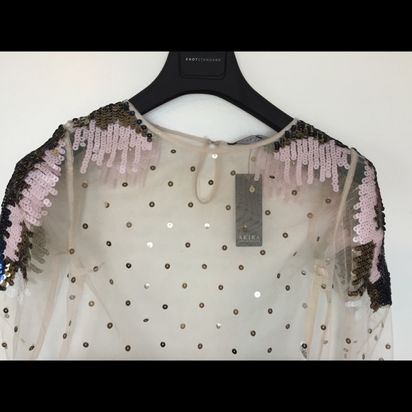 Sheer tulle sequence top - Akira Black Label - Picture 2 of 3